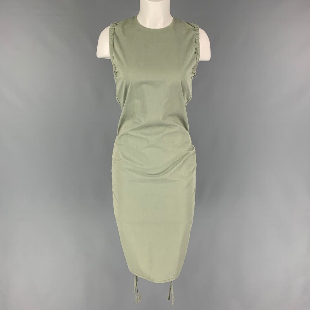 BARBARA CASASOLA Size 4 Khaki Cotton Sleeveless Dress
